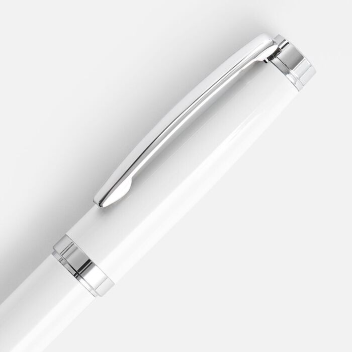 Ручка шариковая Letra Chrome, глянцевая, белая